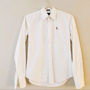White ralph lauren button down slim fit shirt